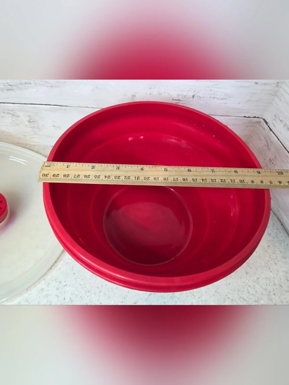 Pampered Chef Collapsible Silicone Microwave Popcorn Maker Bowl Red 9